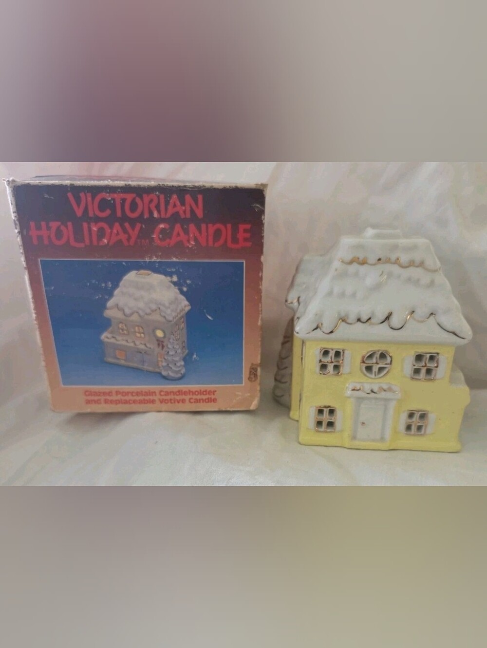 Vintage Ceramic Victorian House Holiday Village Candle Te Light Holder Giftco